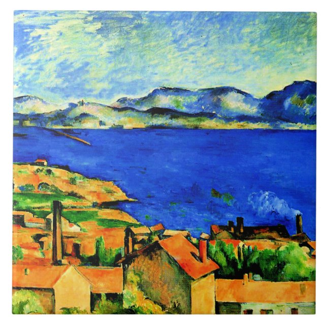 Azulejo De Cerâmica Cezanne - Golfo de Marselha, famosa pintura, (Frente)