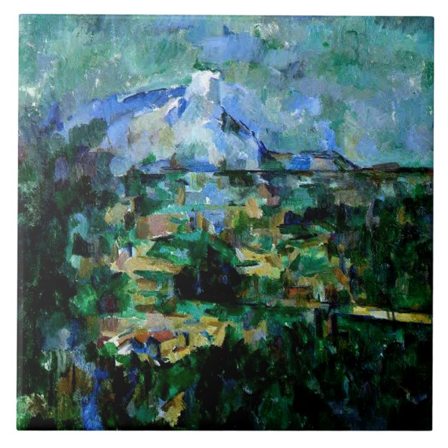 Azulejo De Cerâmica Cezanne - Mont Sainte-Victoire, famosa pintura, (Frente)