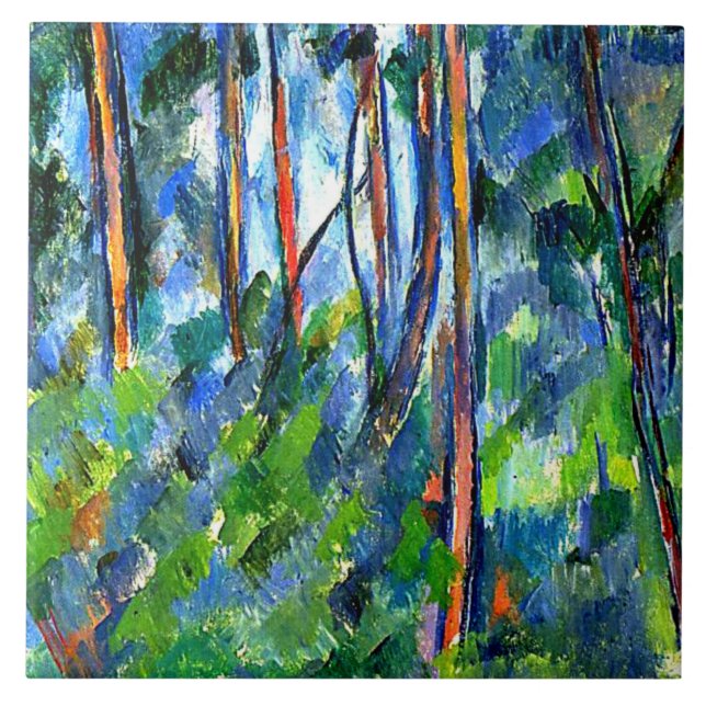 Azulejo De Cerâmica Cezanne - Na floresta, famosa pintura (Frente)