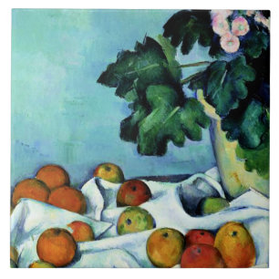 Azulejo De Cerâmica Cezanne - Vida Estática com Maçãs e Primroses