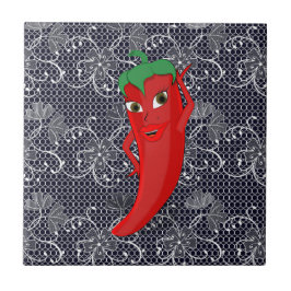 Azulejo De Cerâmica Chá de Noiva Fiesta Com Pimenta Vermelha e Quente 