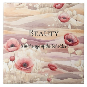 Azulejo De Cerâmica Chá de Noiva Floral Bege Borgonha