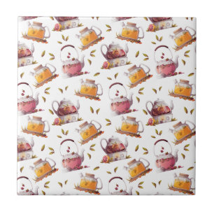 Azulejo De Cerâmica Chaleiras e Chás Deixam Aquarela