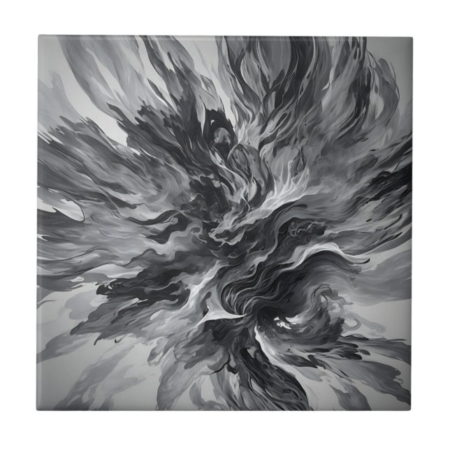 Azulejo De Cerâmica Chama de Abstrato elegante e fumaça (Frente)