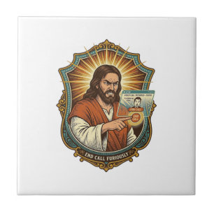 Azulejo De Cerâmica Chamada de Vídeo Acidental de Jesus Dispara Pânico