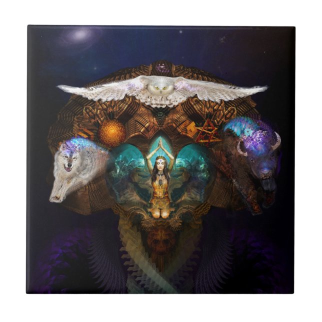 Azulejo De Cerâmica Chamando os animais do espírito (Frente)