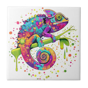 Azulejo De Cerâmica Chameleon Paint mantém estilo aquarela