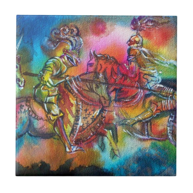 AZULEJO DE CERÂMICA  CHANSON DE ROLAND/ COMBATE DE KNIGHTS NO TURNO (Frente)