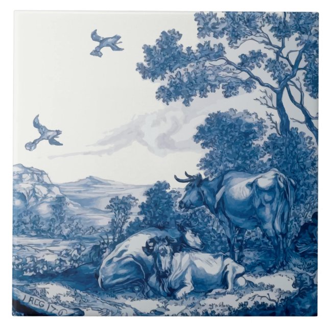 Azulejo De Cerâmica Chapa antiga de Delftware do Dutch (Frente)