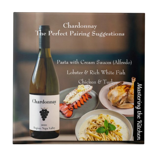 Azulejo De Cerâmica Chardonnay Wine Pairing/Mastering the Kitchen (Frente)