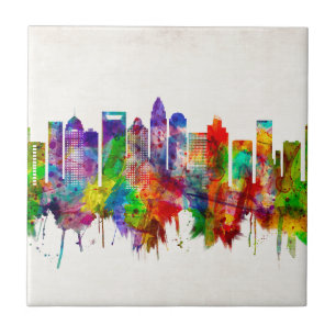 Azulejo De Cerâmica Charlotte North Carolina Skyline