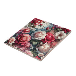 Azulejo De Cerâmica Charme Floral Rosa Atemporal