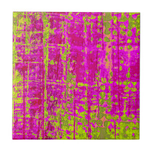 Azulejo De Cerâmica Chartreuse Beijo Rosa e Abstrato Verde
