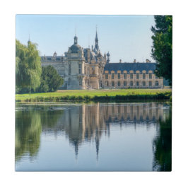 Azulejo De Cerâmica Chateau de Chantilly e reflexão em um lago