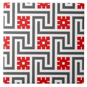 Azulejo De Cerâmica Chave de Deco, vermelho, branco gregos e