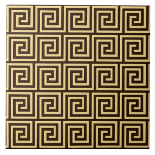 Azulejo De Cerâmica Chave grega, castanho chocolate e tan