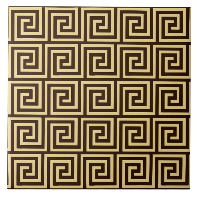 Azulejo De Cerâmica Chave grega, chocolate marrom e bronzeado (Frente)