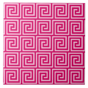 Azulejo De Cerâmica Chave grega, fúcsia e luz - rosa