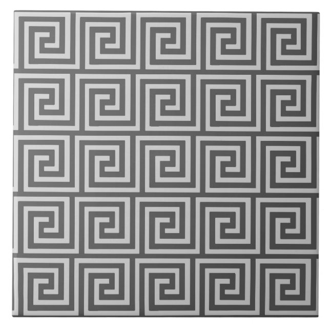 Azulejo De Cerâmica Chave grega, tons de cinza/cinza (Frente)