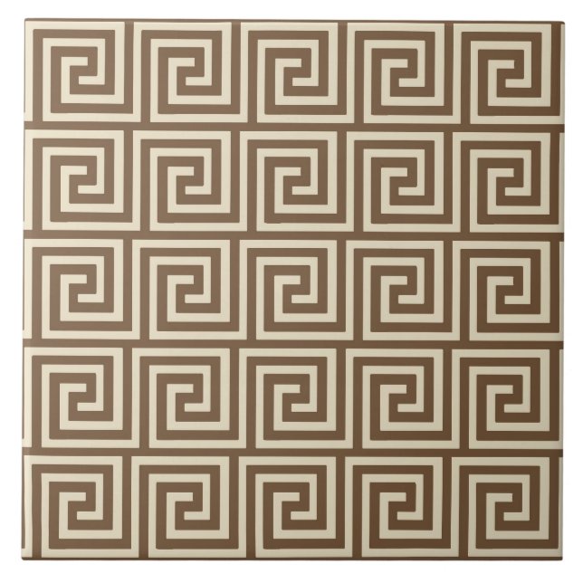 Azulejo De Cerâmica Chave grega, tons de tan (Frente)