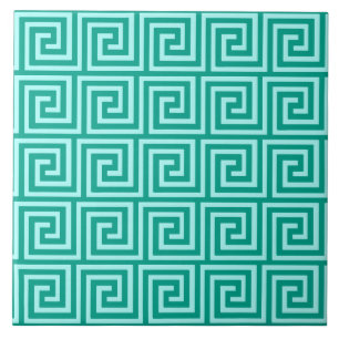 Azulejo De Cerâmica Chave grega, turquesa e aqua
