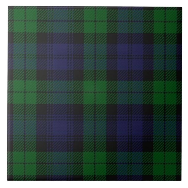 Azulejo De Cerâmica Checagem de Tartan em Sunderland Verde Azul (Frente)