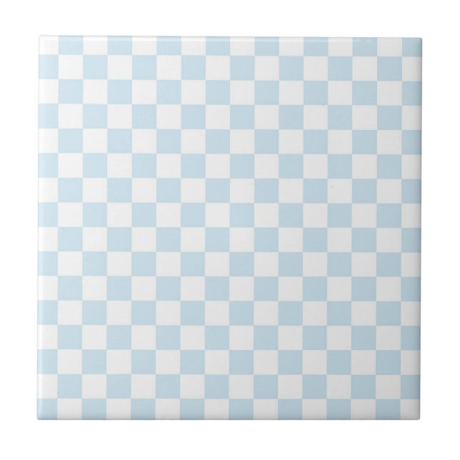 Azulejo De Cerâmica Checkerboard azul e branco da pasta (Frente)