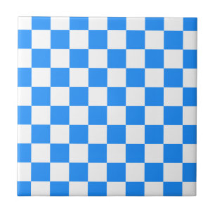 Azulejo De Cerâmica Checkered - branco e azul