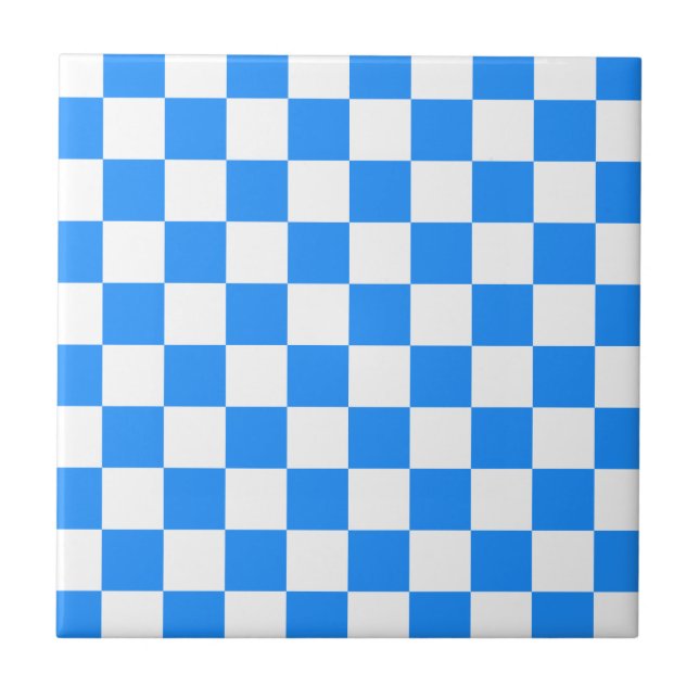 Azulejo De Cerâmica Checkered - branco e azul (Frente)