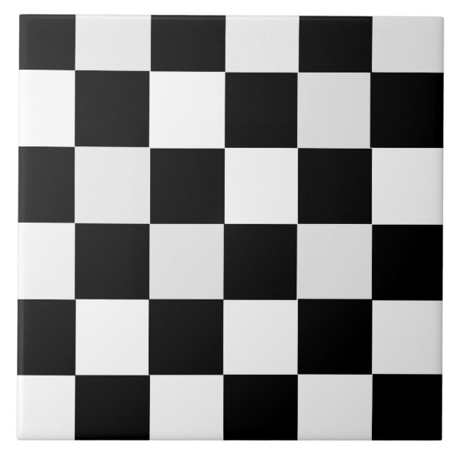Azulejo De Cerâmica Checkered preto e branco (Frente)