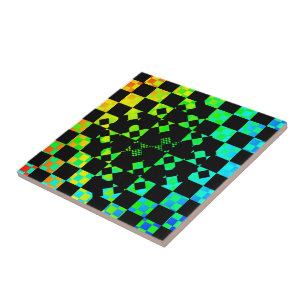 Azulejo De Cerâmica Checkered Twist por Kenneth Yoncich