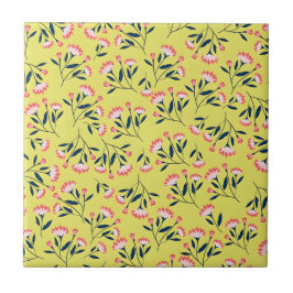 Azulejo De Cerâmica  Cheerful Floral Pattern: Pink Flowers 