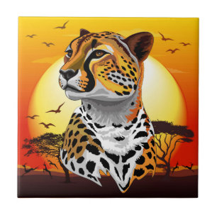 Azulejo De Cerâmica Cheetah African Feline Wild Animal