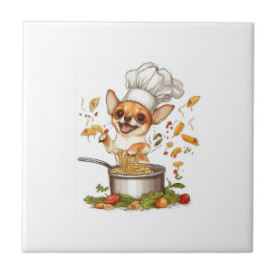 Azulejo De Cerâmica Chef Chihuahua � Mestre Culinário Cachorro