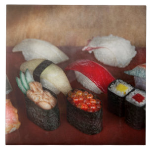 Azulejo De Cerâmica Chef - Comida - Oh, eu comi sushi ontem à noite