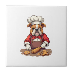 Azulejo De Cerâmica Chef de Biscoito de Gengibre Bulldog