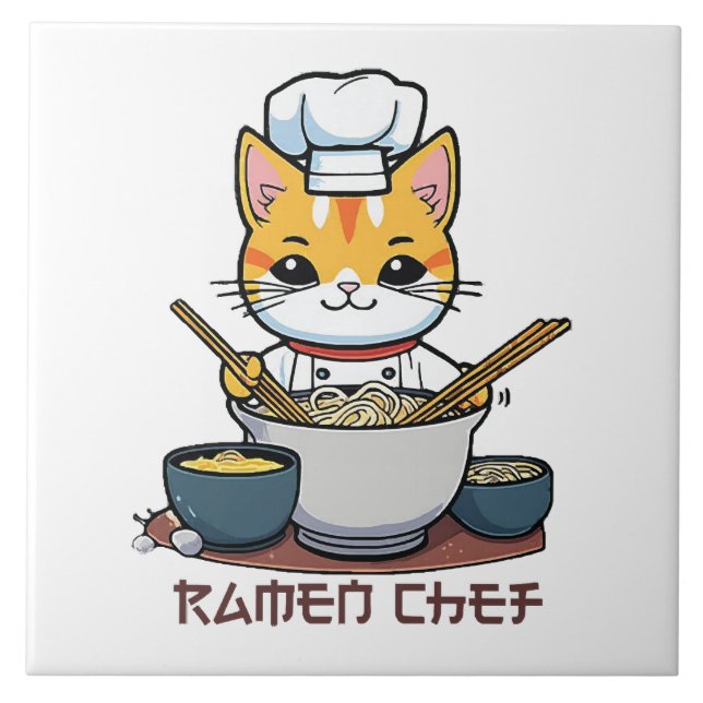 Azulejo De Cerâmica Chef de Ramen (Frente)