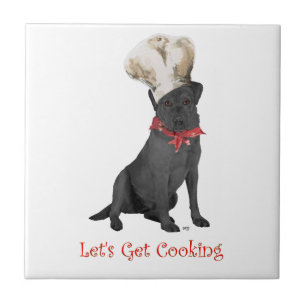 Azulejo De Cerâmica Chef Labrador Retriever Preto