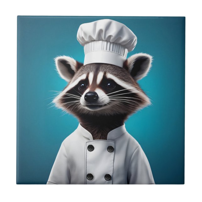 Azulejo De Cerâmica Chef Raccoon (Frente)
