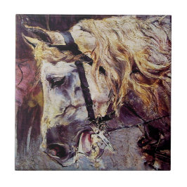 Azulejo De Cerâmica Chefe de Cavalo Branco (por Giovanni Boldini)