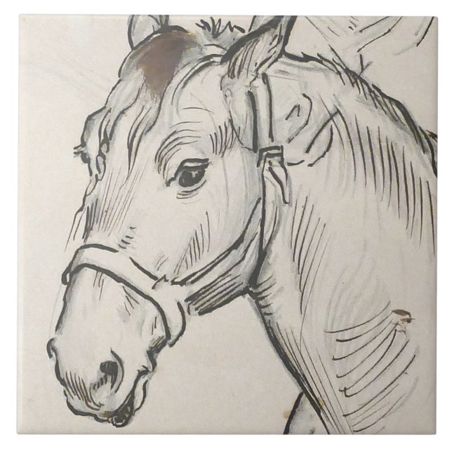 Azulejo De Cerâmica Chefe de Cavalo (por Alfred Dehodencq) (Frente)