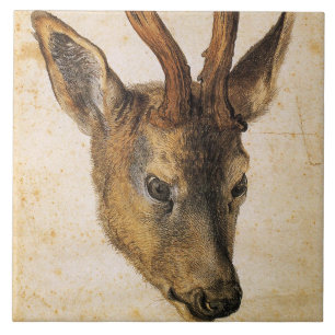 Azulejo De Cerâmica Chefe de Stag (Wild Animal) (por Albrecht Durer)