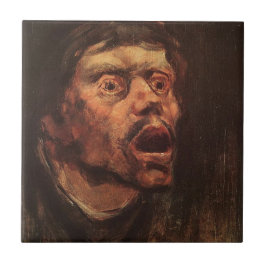 Azulejo De Cerâmica Chefe de um Homem Irritado (Tristeza e Sofrimento)
