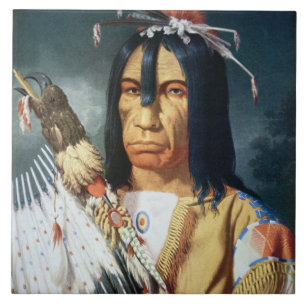 Azulejo De Cerâmica Chefe do nativo americano das pessoas do Cree de