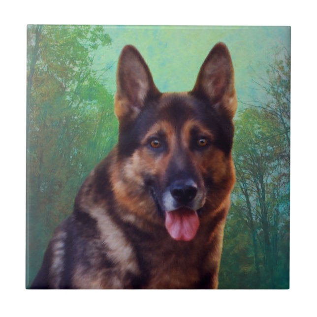 Azulejo De Cerâmica Chefe o German shepherd (Frente)