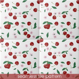 Azulejo De Cerâmica Cherries Cereja Cereja Brilhante Sem Olhos Padrão