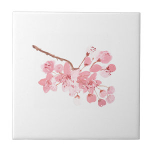 Azulejo De Cerâmica Cherry blosom Floral Rosa Rosa Russo Chic Bonito