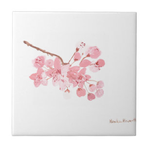Azulejo De Cerâmica Cherry blosom Floral Rosa Rosa Russo Chic Bonito