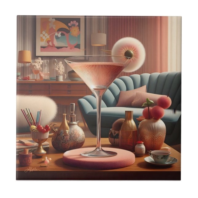 Azulejo De Cerâmica Cherry Blossom Martini (Frente)