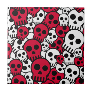 Azulejo De Cerâmica Cherry Gothic Skull Pattern Impressão